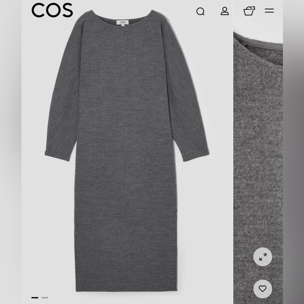 COS Charcoal Long Sleeve Dress